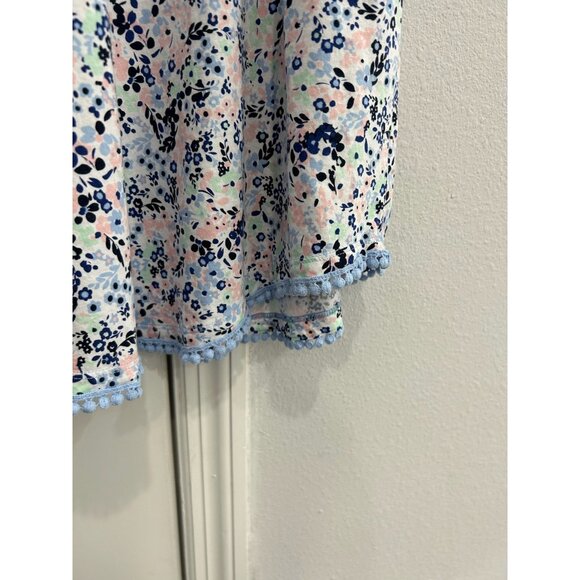 Crown & Ivy Womens Floral Sleeveless Shift Dress Sz L Blue Pink Cotton Blend - Picture 10 of 11